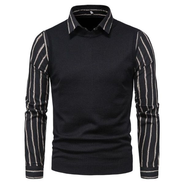 autumn foreign trade men's knitted sweater striped shirt lapel fake two fashionable sweaters, White;black
autumn foreign trade men's knitted sweater striped shirt lapel fake two fashionable sweaters, White;black