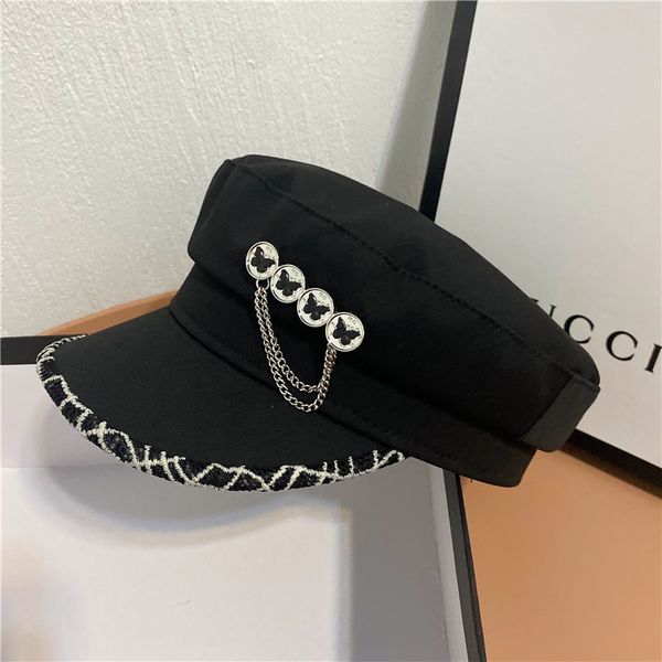 temperament wrapped butterfly chain navy hat british flat cap street sun hat, Yellow
temperament wrapped butterfly chain navy hat british flat cap street sun hat, Yellow