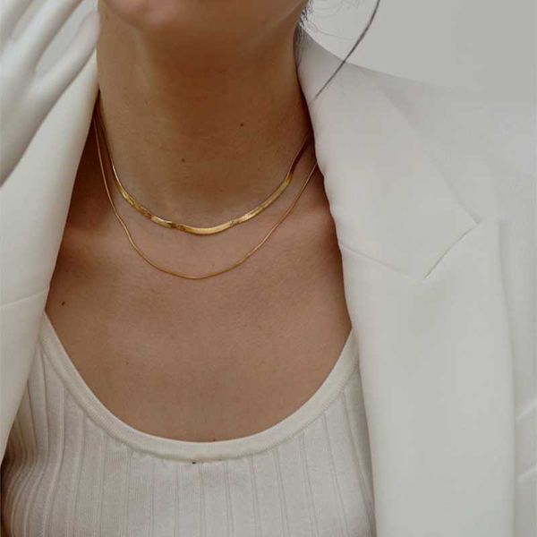 chains trendy minimalist double layer 14k gold snake chain designer fashion necklace for women, Silver
chains trendy minimalist double layer 14k gold snake chain designer fashion necklace for women, Silver