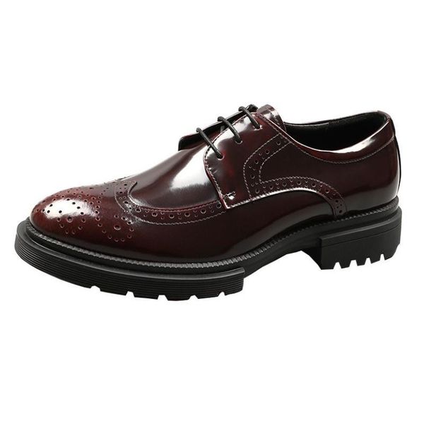 patent leather business casual men shoes nubuck wedding dress mens office work increased height size 38-44, Black 
patent leather business casual men shoes nubuck wedding dress mens office work increased height size 38-44, Black