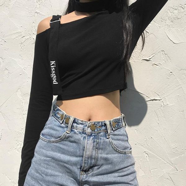 women's t-shirt women off shoulder crop t shirt harajuku neck-circle cropped tshirts vintage cool dark clubwear, White
women's t-shirt women off shoulder crop t shirt harajuku neck-circle cropped tshirts vintage cool dark clubwear, White