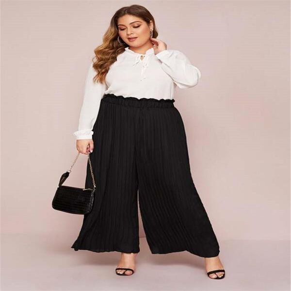 women's pants & capris hirigin autumn casual womens pure high waist pleated wide leg elastic trouser plus size, Black;white
women's pants & capris hirigin autumn casual womens pure high waist pleated wide leg elastic trouser plus size, Black;white