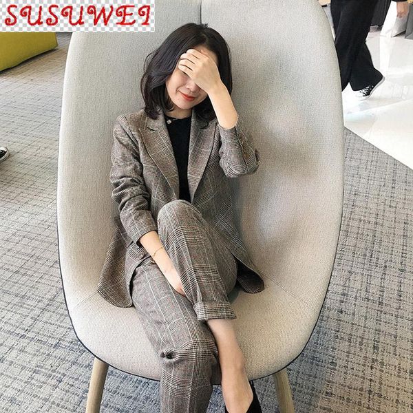autumn and winter plus size women's temperament ladies suit pants two-piece female casual long-sleeved plaid jacket slim two piece, White
autumn and winter plus size women's temperament ladies suit pants two-piece female casual long-sleeved plaid jacket slim two piece, White