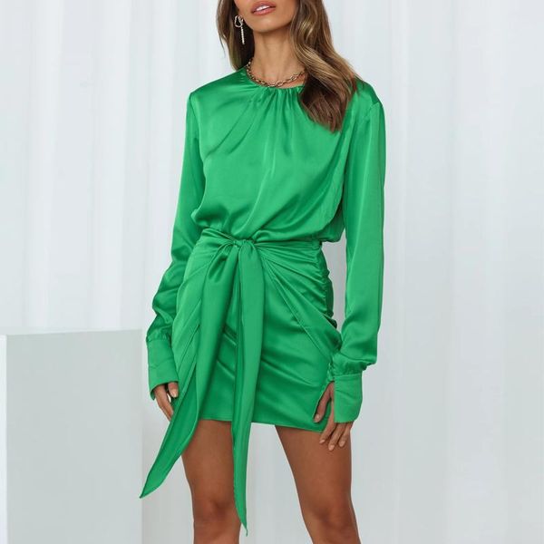 casual dresses mini dress women vintage green satin long sleeve short o-neck elegant ladies sundress summer tied vestidos, Black;gray
casual dresses mini dress women vintage green satin long sleeve short o-neck elegant ladies sundress summer tied vestidos, Black;gray