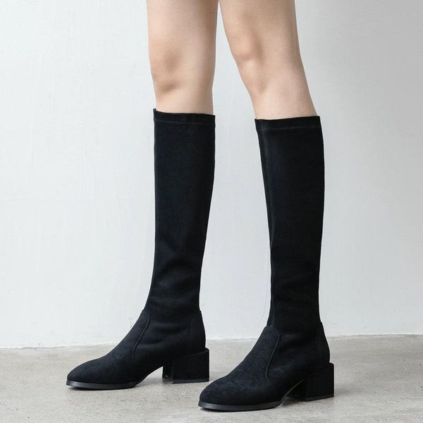 boots autumn stretch knee high flock leather women sqaure low heel long slip on winter shoes big size 41 42 43, Black
boots autumn stretch knee high flock leather women sqaure low heel long slip on winter shoes big size 41 42 43, Black