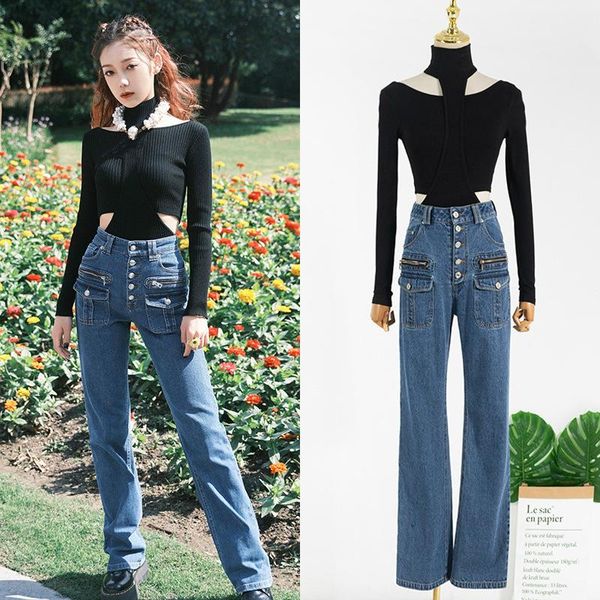 women's tracksuits kpop korean celebrity black halter strapless slim t-shirt + blue loose high waist straight jeans 2 piece set wo, Gray
women's tracksuits kpop korean celebrity black halter strapless slim t-shirt + blue loose high waist straight jeans 2 piece set wo, Gray