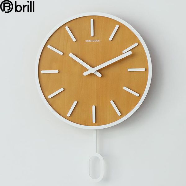 wall clocks nordic clock wood pendulum home decor living room luxury silent horloge murale design moderne reloj mural gift