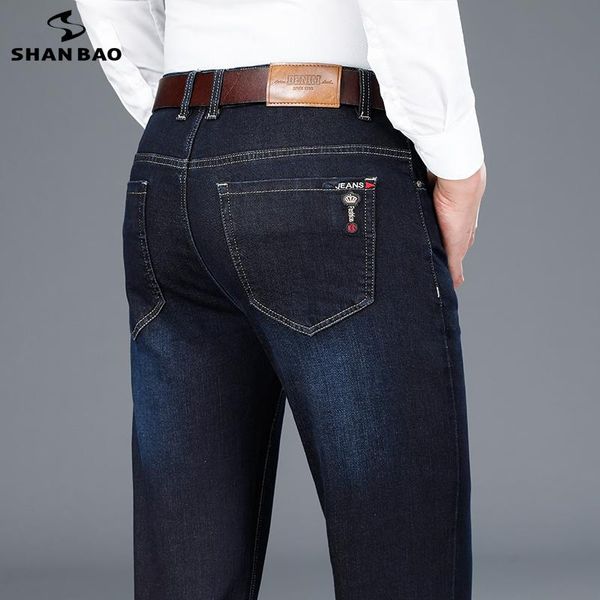men's jeans shan bao 2021 autumn and winter brand volcanic denim classic style embroidery business fit straight stretch trousers, Blue
men's jeans shan bao 2021 autumn and winter brand volcanic denim classic style embroidery business fit straight stretch trousers, Blue
