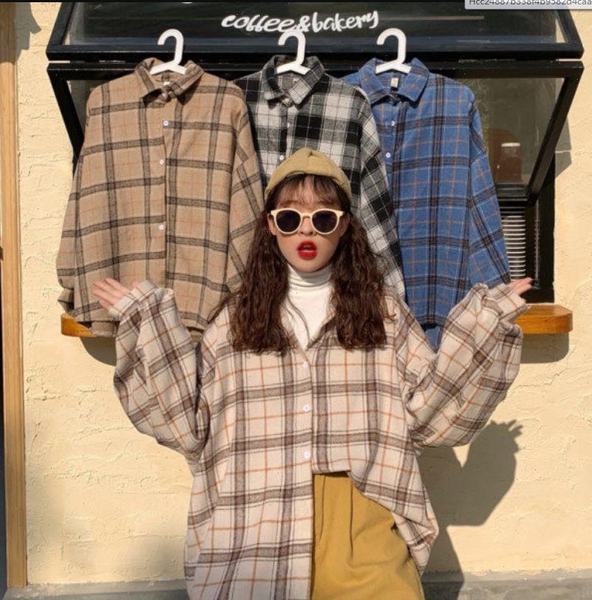 women blouses womens shirt turn down collar spring shirts plaid all match batwing sleeve loose outwear harajuku female 4 colors, White
women blouses womens shirt turn down collar spring shirts plaid all match batwing sleeve loose outwear harajuku female 4 colors, White