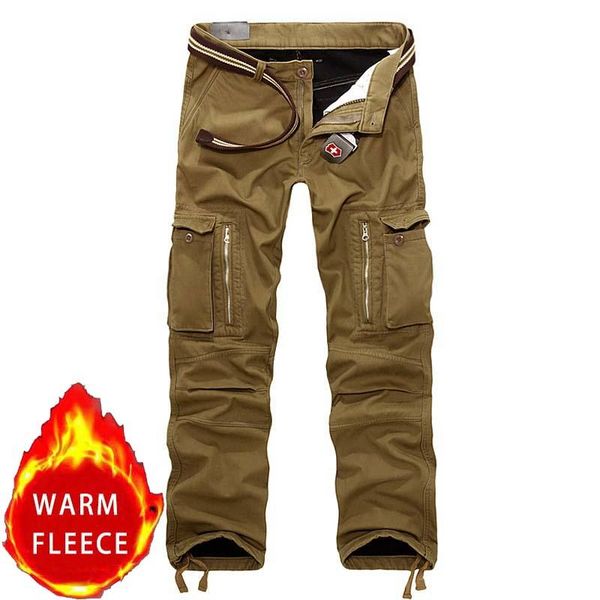 men's pants autumn winter warm fleece cargo with many pocket men casual military outwear trousers male clothes, Black
men's pants autumn winter warm fleece cargo with many pocket men casual military outwear trousers male clothes, Black