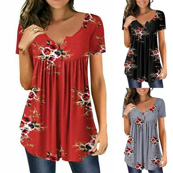 women's blouses & shirts women casual 2021 v neck short sleeve tunic button pleated loose printed blouse shirt bluzka damska, White
women's blouses & shirts women casual 2021 v neck short sleeve tunic button pleated loose printed blouse shirt bluzka damska, White