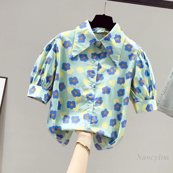 women's blouses & shirts summer short sleeve shirt women 2021 floral print doll collar female clothing blusas mujer nancylim, White
women's blouses & shirts summer short sleeve shirt women 2021 floral print doll collar female clothing blusas mujer nancylim, White