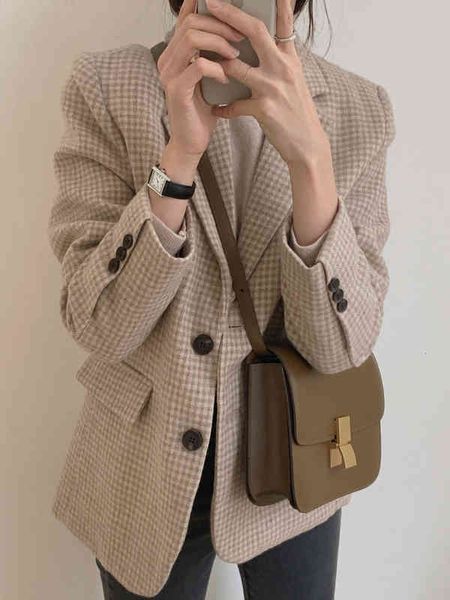 autumn korean vintage plaid woolen women long sleeve fashion ladies blazers coats lyvg, White;black
autumn korean vintage plaid woolen women long sleeve fashion ladies blazers coats lyvg, White;black