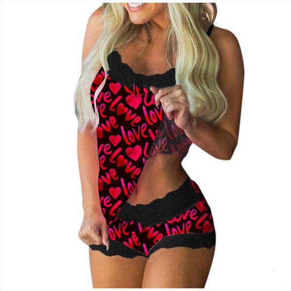 pyjamas sleep sets women sleepwear print pajamas sleeveless lace cami shorts lingerie set pizama damska pijama mujer, Black;red
pyjamas sleep sets women sleepwear print pajamas sleeveless lace cami shorts lingerie set pizama damska pijama mujer, Black;red