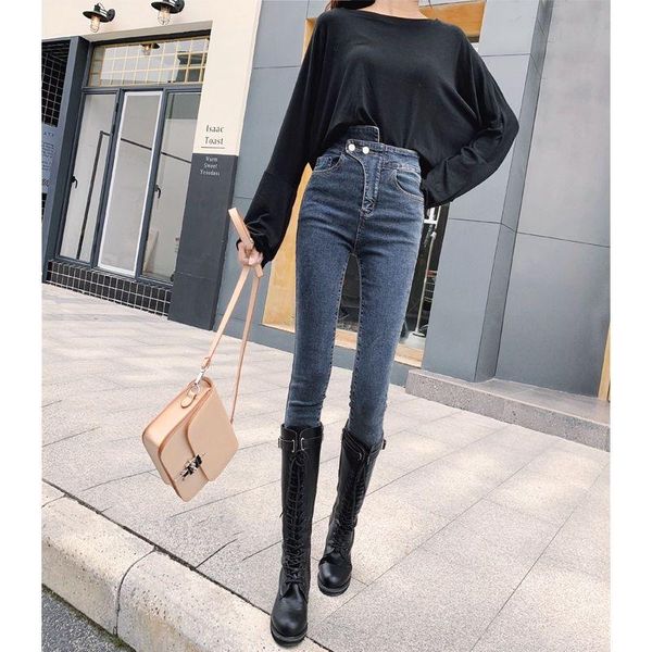 women's jeans 2021 autumn women high waist pants female elastic skinny stretchy denim slim pencil fashion trousers e415, Blue
women's jeans 2021 autumn women high waist pants female elastic skinny stretchy denim slim pencil fashion trousers e415, Blue