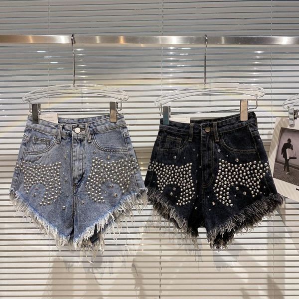 women's jeans fabpop 2021 summer design rivet ripped tassel wide leg short women denim shorts streetwear gb558, Blue
women's jeans fabpop 2021 summer design rivet ripped tassel wide leg short women denim shorts streetwear gb558, Blue