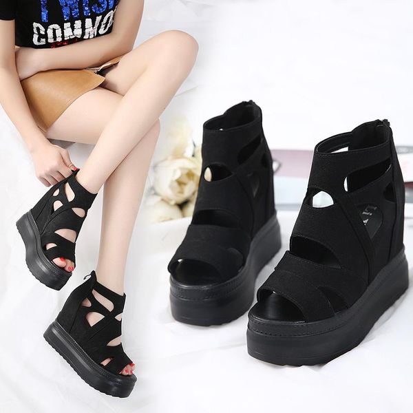 spring and summer fish mouth women's shoes wedge high heels soles thick bottom 10cm platform super slippers, Black
spring and summer fish mouth women's shoes wedge high heels soles thick bottom 10cm platform super slippers, Black