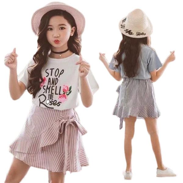 clothing sets summer girls set children floral printed t-shirt+ stripe skirt 2pcs suit kids clothes teenage 10 12 year outfits, White
clothing sets summer girls set children floral printed t-shirt+ stripe skirt 2pcs suit kids clothes teenage 10 12 year outfits, White