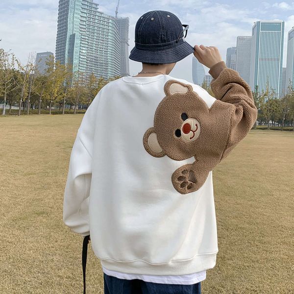 men's hoodies & sweatshirts sweater winter ins cashmere lamb wool trend embroidery bear loose couple thickened round neck pullover batc, Black
men's hoodies & sweatshirts sweater winter ins cashmere lamb wool trend embroidery bear loose couple thickened round neck pullover batc, Black