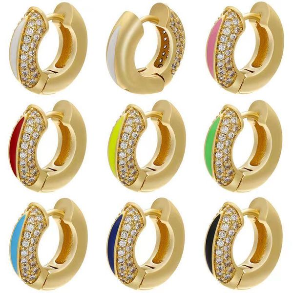 hoop & huggie micro-inlaid zircon earrings, small color drip circle earrings accessories, Golden;silver
hoop & huggie micro-inlaid zircon earrings, small color drip circle earrings accessories, Golden;silver