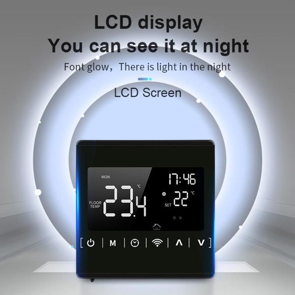 smart home control meih 85-250v wi-fi thermostat programmable app backlight lcd heating temperature controller
smart home control meih 85-250v wi-fi thermostat programmable app backlight lcd heating temperature controller