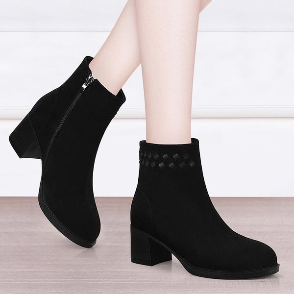 dress shoes joker british style autumn women's thick heel singles boots round head square fashion, Black
dress shoes joker british style autumn women's thick heel singles boots round head square fashion, Black