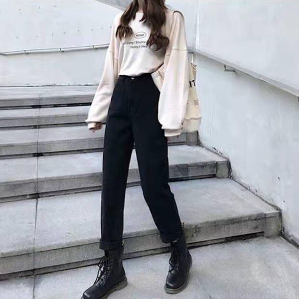 autumn plus size black women's jeans high waist straight pants woman loose casual ankle length boy friend denim 4xl, Blue
autumn plus size black women's jeans high waist straight pants woman loose casual ankle length boy friend denim 4xl, Blue