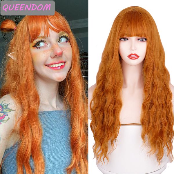 24 orange long water wave wig ginger natural wavy synthetic lolita wig with bangs heat resistant cosplay wigs for black women
24 orange long water wave wig ginger natural wavy synthetic lolita wig with bangs heat resistant cosplay wigs for black women