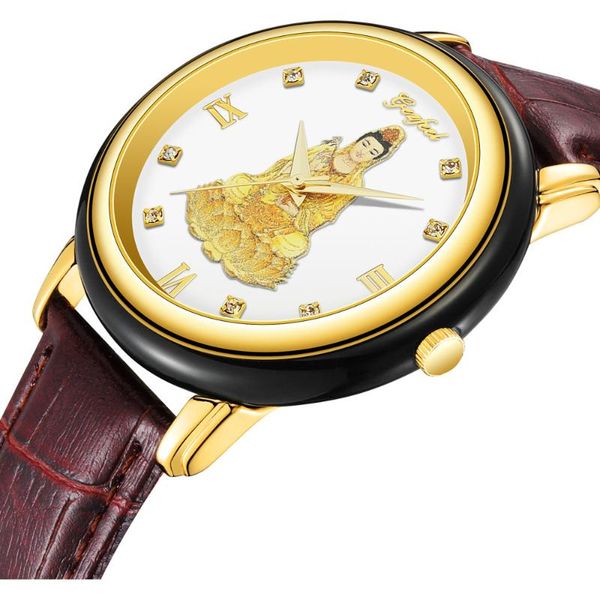 wristwatches jade buddha statue women men quartz watches creative clock genuine leather couple jades wristwatch 2021, Slivery;brown
wristwatches jade buddha statue women men quartz watches creative clock genuine leather couple jades wristwatch 2021, Slivery;brown