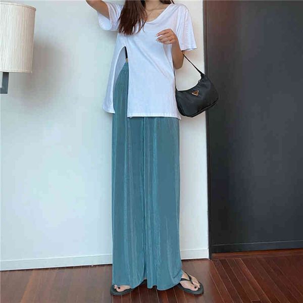 korean wide leg pants solid loose summer straight casual chic comfortable all match elastic slim femme trousers 210421, Black;white
korean wide leg pants solid loose summer straight casual chic comfortable all match elastic slim femme trousers 210421, Black;white