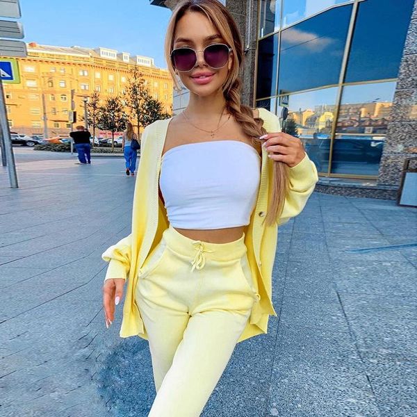 knitted women's tracksuit v neck single-breasted cardigan pants for women suit 2021 2 piece sets womens outfits two, White
knitted women's tracksuit v neck single-breasted cardigan pants for women suit 2021 2 piece sets womens outfits two, White