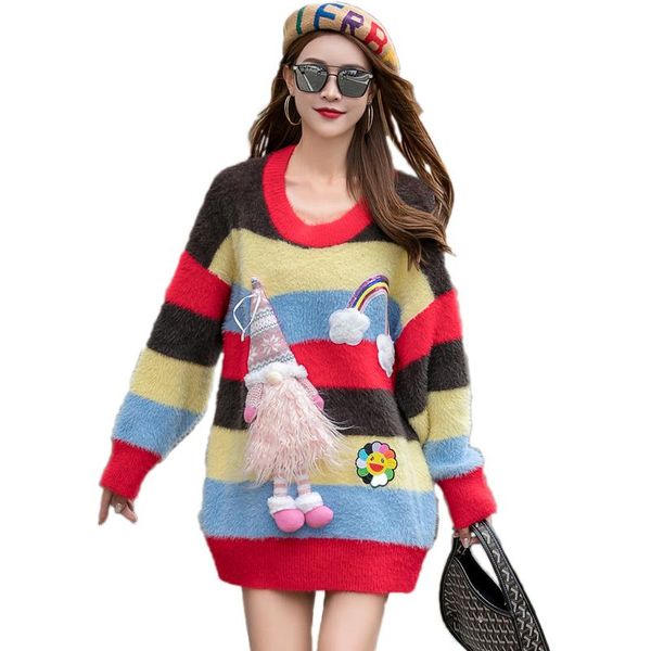 women's sweaters women casual winter warm striped sweater knit pullover o neck long sleeve shirts clothes loose cartoon appliques outw, White;black
women's sweaters women casual winter warm striped sweater knit pullover o neck long sleeve shirts clothes loose cartoon appliques outw, White;black