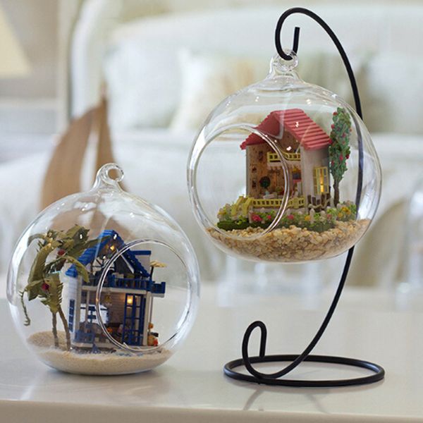 retro glass ball hanging stand candle holder wedding iron art home decoration table ball lantern candle hanging stand holder