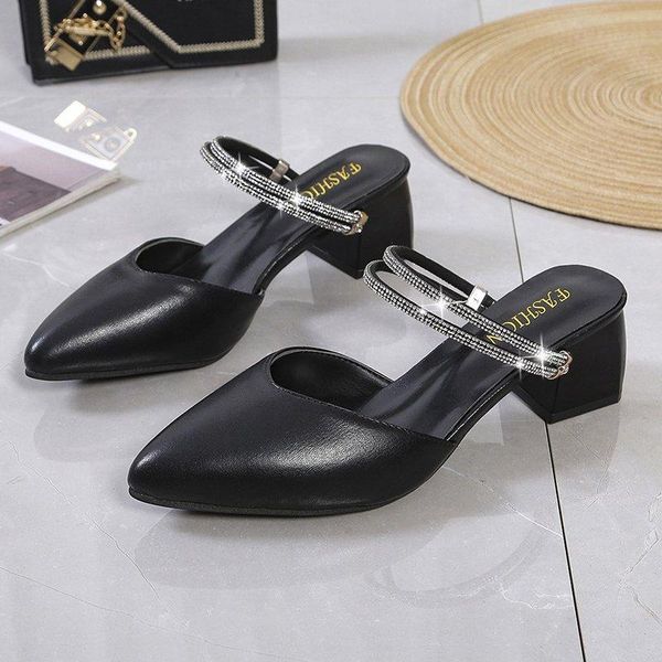 sandals women's sandal fashion point-toe medium heel large size muller style ladies' slips diamond tripstrap shoes, Black
sandals women's sandal fashion point-toe medium heel large size muller style ladies' slips diamond tripstrap shoes, Black