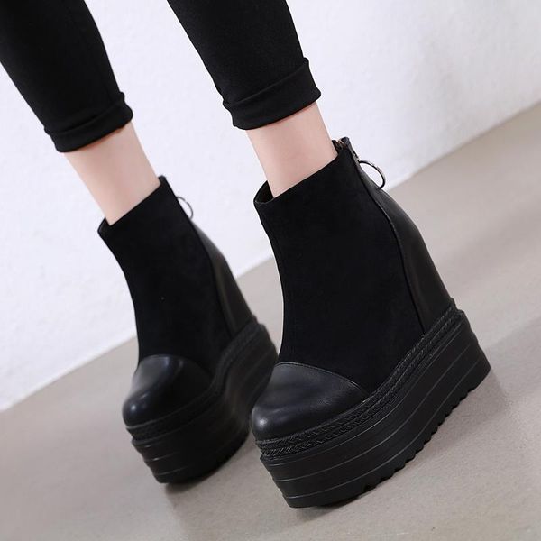 the burst stitched stylish boots 13cm muffin thick bottoms after zip-up slope heeled women's platform, Black
the burst stitched stylish boots 13cm muffin thick bottoms after zip-up slope heeled women's platform, Black