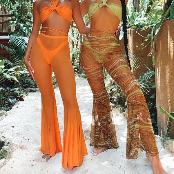 women's swimwear itranyee women summer beach cover-ups flared trousers mesh see through solid orange sheer elastic high-waist bell-bott, White;black
women's swimwear itranyee women summer beach cover-ups flared trousers mesh see through solid orange sheer elastic high-waist bell-bott, White;black
