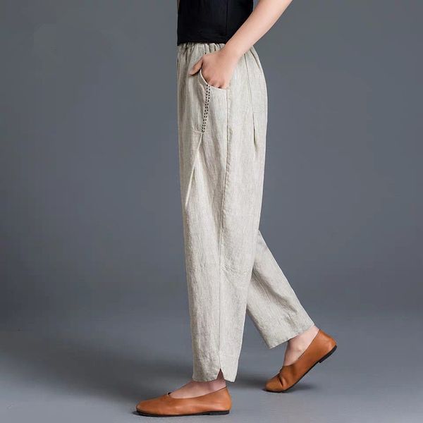 capris spring summer arts female style elastic waist harem plus vintage size cotton flax loose casual pants s879, Black;white
capris spring summer arts female style elastic waist harem plus vintage size cotton flax loose casual pants s879, Black;white