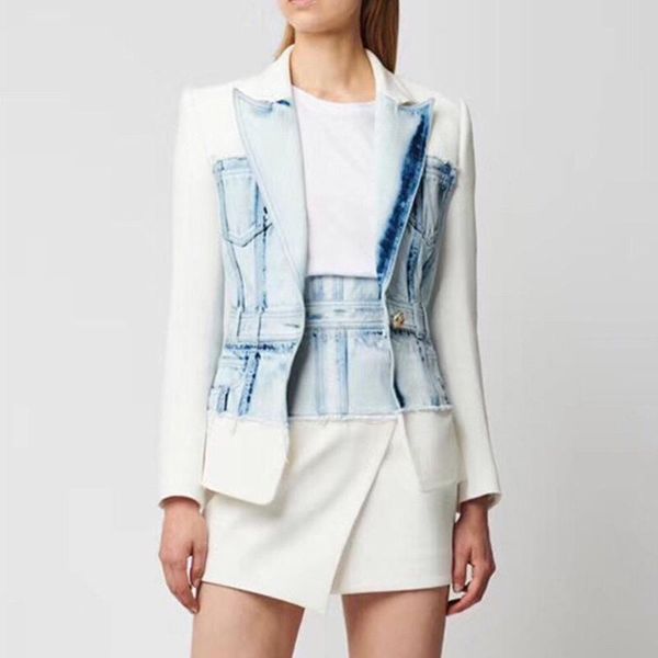 women's suits & blazers oeing ol 2pcs ladies designer inspired denim metal lion buttons fitted blaze + skirt, White;black
women's suits & blazers oeing ol 2pcs ladies designer inspired denim metal lion buttons fitted blaze + skirt, White;black