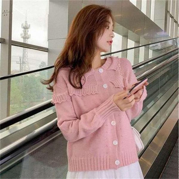 women's knits & tees 2021 loose outer wear cardigan women o-neck long sleeve sweater female single breasted solid color knitted jacket, White
women's knits & tees 2021 loose outer wear cardigan women o-neck long sleeve sweater female single breasted solid color knitted jacket, White