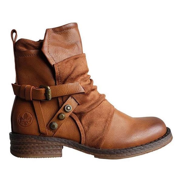 boots women buckle strap casual ankle, Black