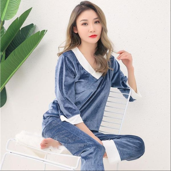 plus size long sleeve womens sleepwears v neck gold velvet pajama sets for women autumn winter sleepwear suit pyjama homewear, Black;red
plus size long sleeve womens sleepwears v neck gold velvet pajama sets for women autumn winter sleepwear suit pyjama homewear, Black;red