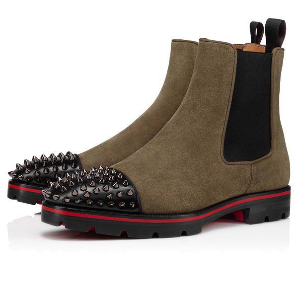 luxury famous dress shoes men women ankle boots red bottom melon spikes flat boot suede calfskin rubber lug sole casual booty party wedding, Black
luxury famous dress shoes men women ankle boots red bottom melon spikes flat boot suede calfskin rubber lug sole casual booty party wedding, Black