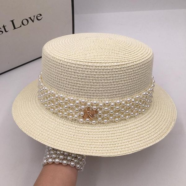 stingy brim hats summer rice white pearl wind bee short eaves flat straw hat sun is prevented bask in women, Blue;gray 
stingy brim hats summer rice white pearl wind bee short eaves flat straw hat sun is prevented bask in women, Blue;gray