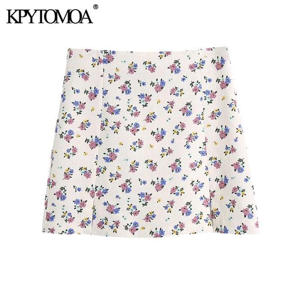 skirts kpytomoa women 2021 chic fashion floral print linen mini skirt vintage high waist vents hem female mujer, Black 
skirts kpytomoa women 2021 chic fashion floral print linen mini skirt vintage high waist vents hem female mujer, Black