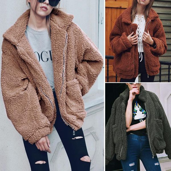 women's fur & faux 2021 autumn and winter fashion ladies coat loose plush warm zipper casual commuter, Black
women's fur & faux 2021 autumn and winter fashion ladies coat loose plush warm zipper casual commuter, Black