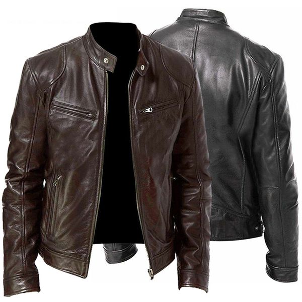 autumn high-quality leather jacket mens jacket coat motorcycle stand-up collar washed leather jacket, Black
autumn high-quality leather jacket mens jacket coat motorcycle stand-up collar washed leather jacket, Black