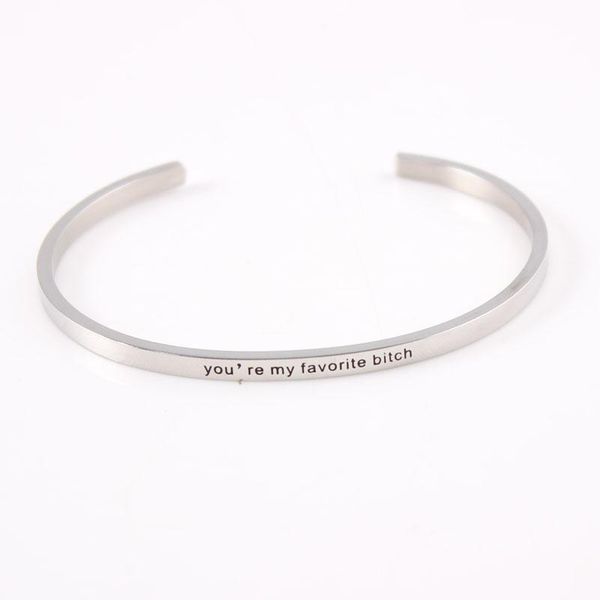 bangle stainless steel mantra bracelets engraved you're my favorite bitch inspirational quote hand imprint bracelet for women, Black
bangle stainless steel mantra bracelets engraved you're my favorite bitch inspirational quote hand imprint bracelet for women, Black