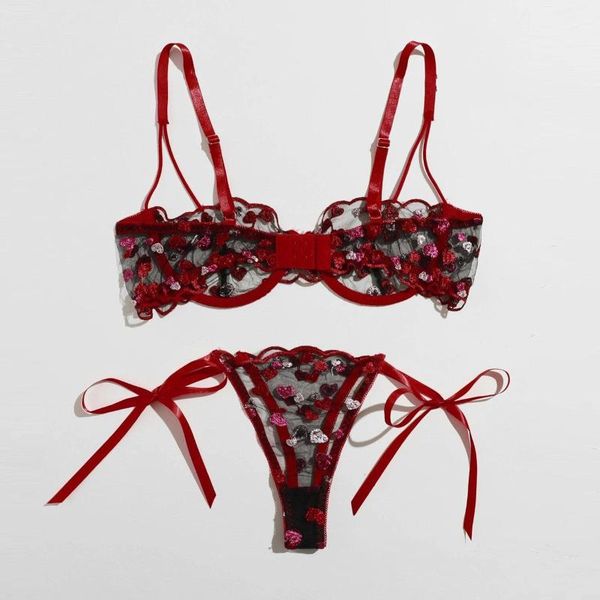 bras sets women underwear love embroidery bra g-string thong sleepwear set lingerie steel ring lenceria sensual mujer, Red;black
bras sets women underwear love embroidery bra g-string thong sleepwear set lingerie steel ring lenceria sensual mujer, Red;black