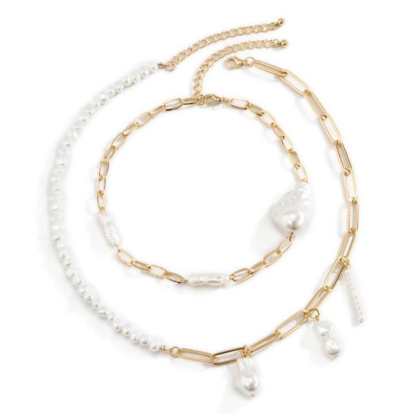 chains low price temperament special shaped pearl creative irregular chain collar bone women's necklace, Silver
chains low price temperament special shaped pearl creative irregular chain collar bone women's necklace, Silver