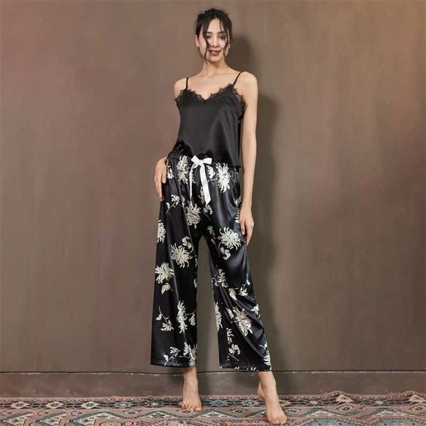 2pcs/lot women's pajamas set sleepwear home clothes suit print nightwear underwear ladies sling pants 211103, Black;red
2pcs/lot women's pajamas set sleepwear home clothes suit print nightwear underwear ladies sling pants 211103, Black;red